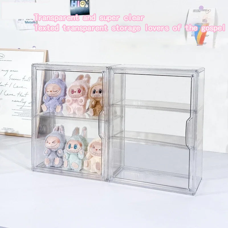 New Labubu Storage Box Transparent Acrylic Display Boxes Dustproof Doll Figure Organizer Blind Box  4