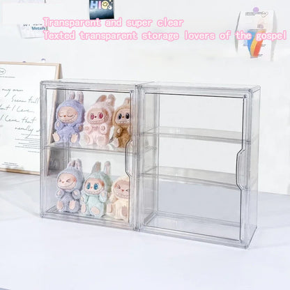 New Labubu Storage Box Transparent Acrylic Display Boxes Dustproof Doll Figure Organizer Blind Box  4