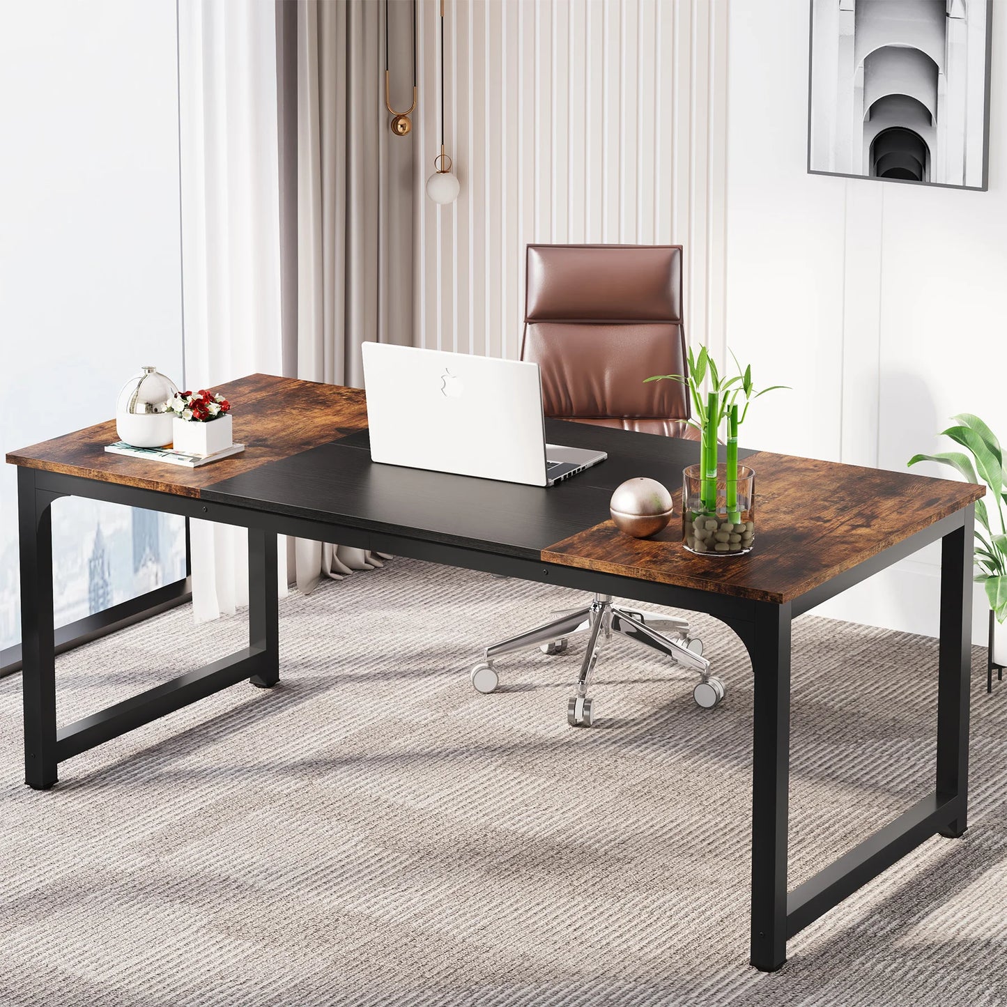 Large Office Desk Computer Table Tribesigns Modern Writing Desk Workstation For Home Offices Study  1