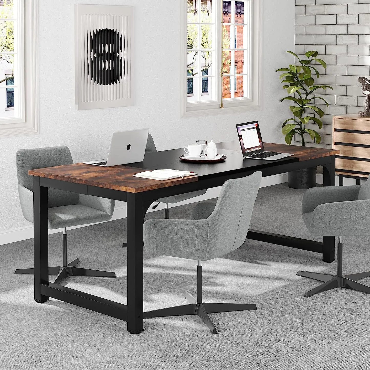 Large Office Desk Computer Table, Tribesigns Modern Writing Desk Workstation for Home Offices, Study Table