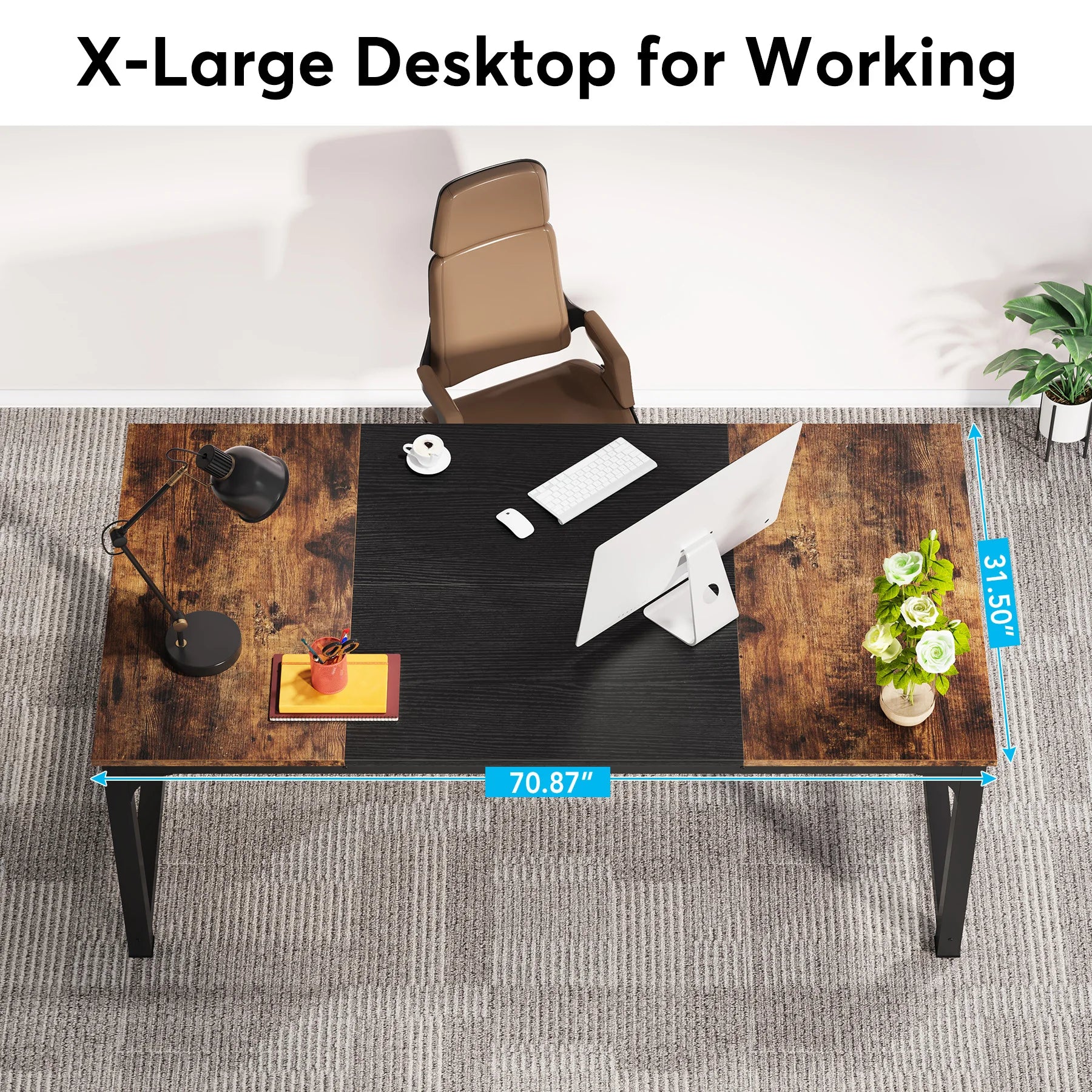 Large Office Desk Computer Table Tribesigns Modern Writing Desk Workstation For Home Offices Study  2