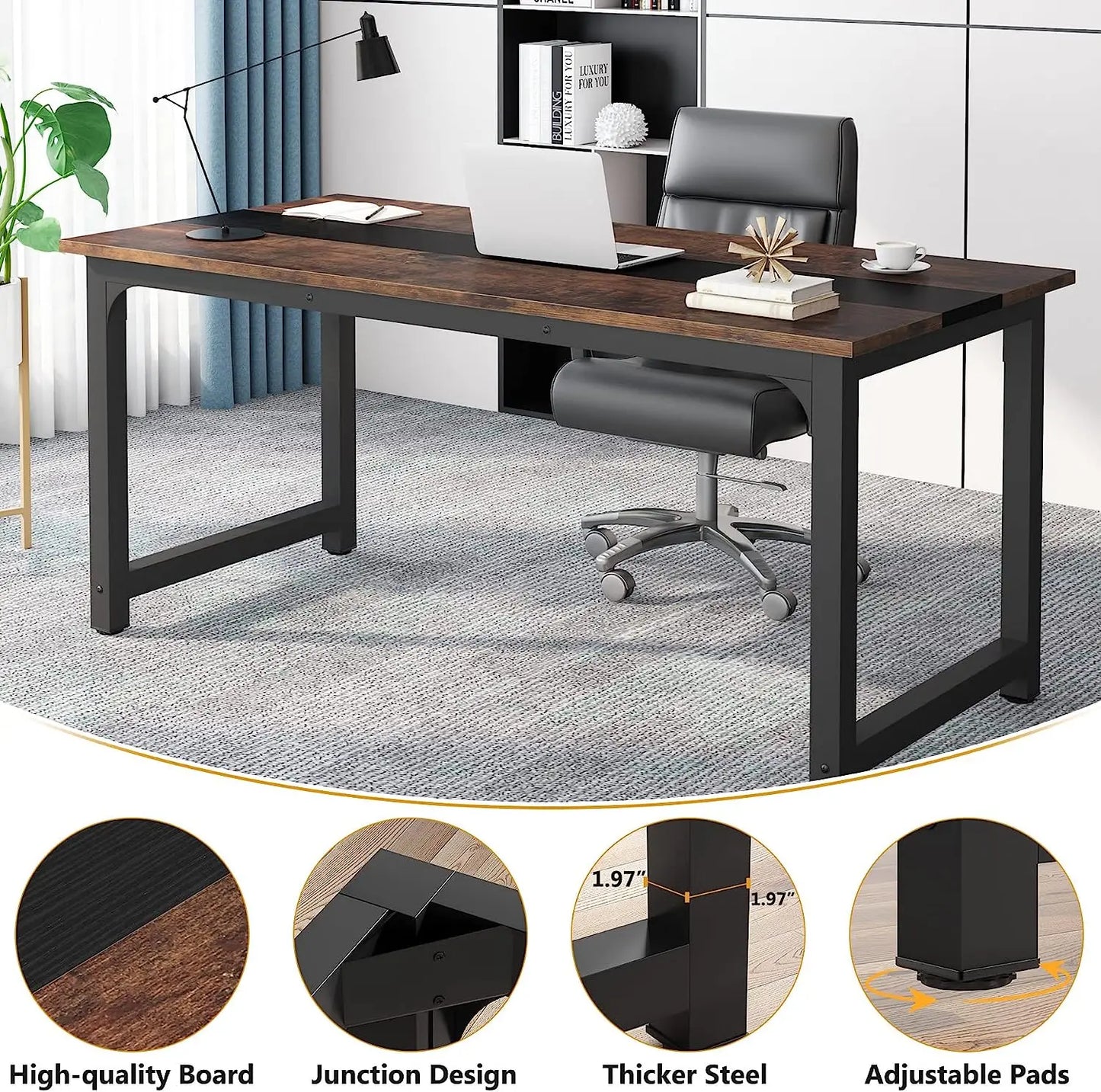 Large Office Desk Computer Table Tribesigns Modern Writing Desk Workstation For Home Offices Study  3