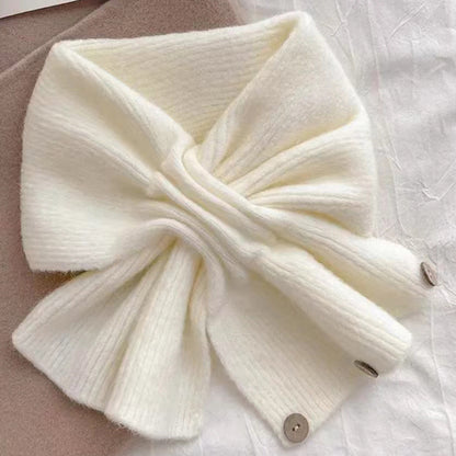 Short Womens Scarf Autumn And Winter Color Blocked Knitted Scarf Button Neck Warmer 6