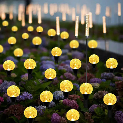 RGB LED Solar Lights for Outdoor Garden, Spherical Bubble Ball Lights with Light Modes for Pathway and Lawn Decoration