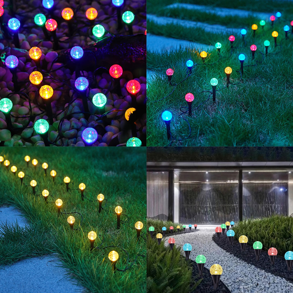 RGB LED Solar Lights For Outdoor Garden Spherical Bubble Ball Lights With Light Modes For Pathway A 4