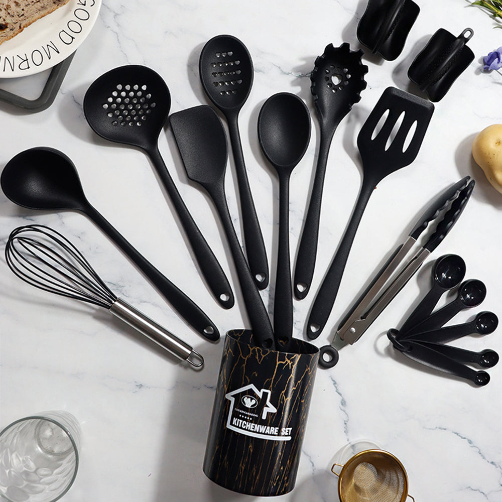 Practical Silicone Kitchenware Set Turner Spatula Measuring Spoon Food Grade Cookware Utensils 1