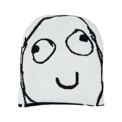 Unisex Winter Hat Funny Cartoon Face Knit Beanie Soft Warm Stretchy Acrylic Casual Skull Cap for Men Women