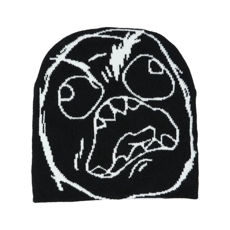 Unisex Winter Hat Funny Cartoon Face Knit Beanie Soft Warm Stretchy Acrylic Casual Skull Cap For Me 1