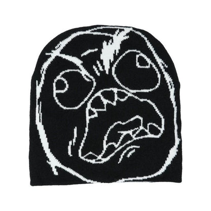Unisex Winter Hat Funny Cartoon Face Knit Beanie Soft Warm Stretchy Acrylic Casual Skull Cap For Me 1