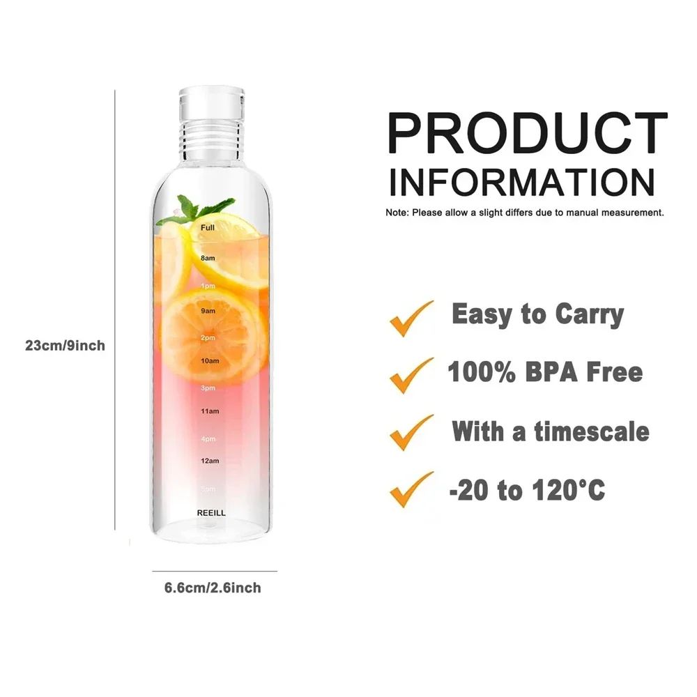 Premium Hydration Time Tracker Water Bottle  Leakproof Sports Bottle For Gym School Daily Use 5