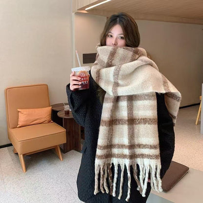 Luxury Cashmere Shawl And Wraps Pashmina Winter Thick Warm Scarf Women Female Long Tessel Neckerchi 5