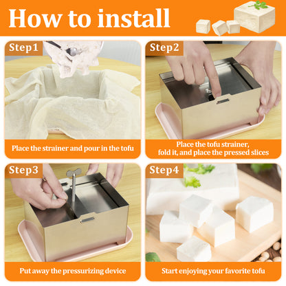 Homemade Tofu Mold Kit, Tofu Press Mould, Food Grade Stainless Steel Cheese Maker