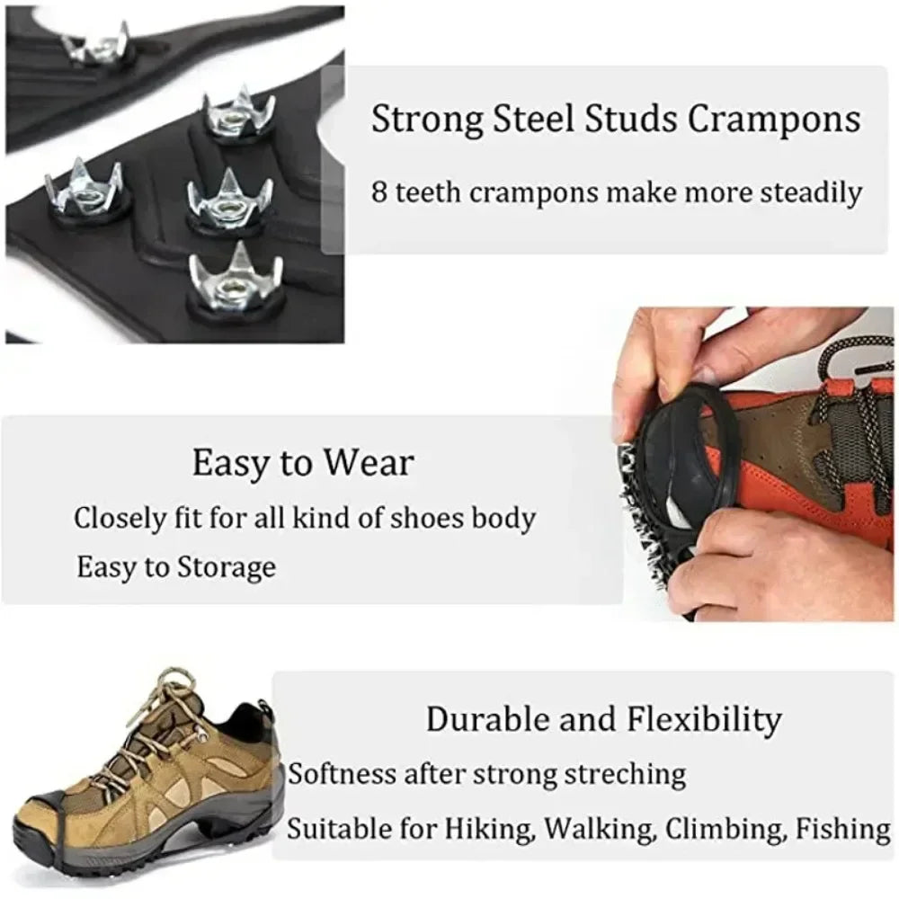 AntiSlip Shoe Covers Ice Gripper Spike For Winter Outdoor Hiking Climbing And Snow Crampons For Sho 3