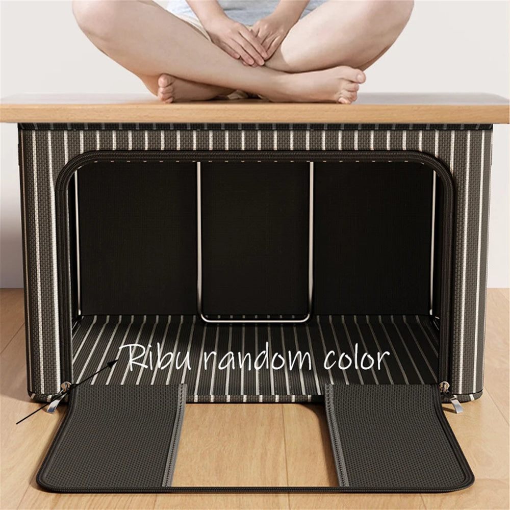 Large Capacity Storage Box Portable Clothes Organizer With Handles Foldable Dustproof Quilt Zipper  1