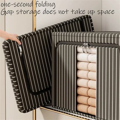 Large Capacity Storage Box Portable Clothes Organizer With Handles Foldable Dustproof Quilt Zipper  2