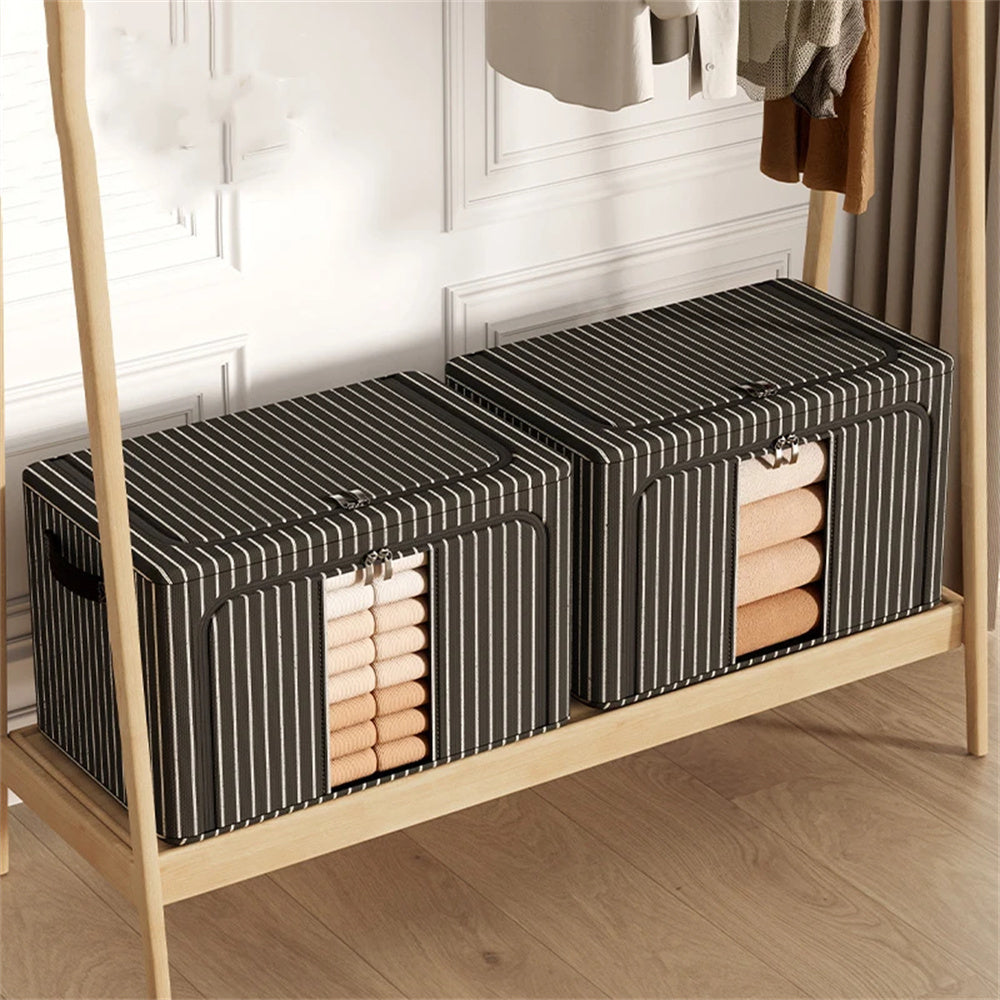 Large Capacity Storage Box Portable Clothes Organizer With Handles Foldable Dustproof Quilt Zipper  4