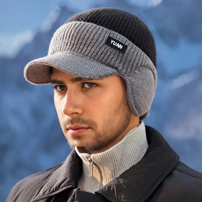 Fashionable Dad Hat With Ear Protection DualTone Knit Baseball Cap For Outdoor Activities Perfect C 2