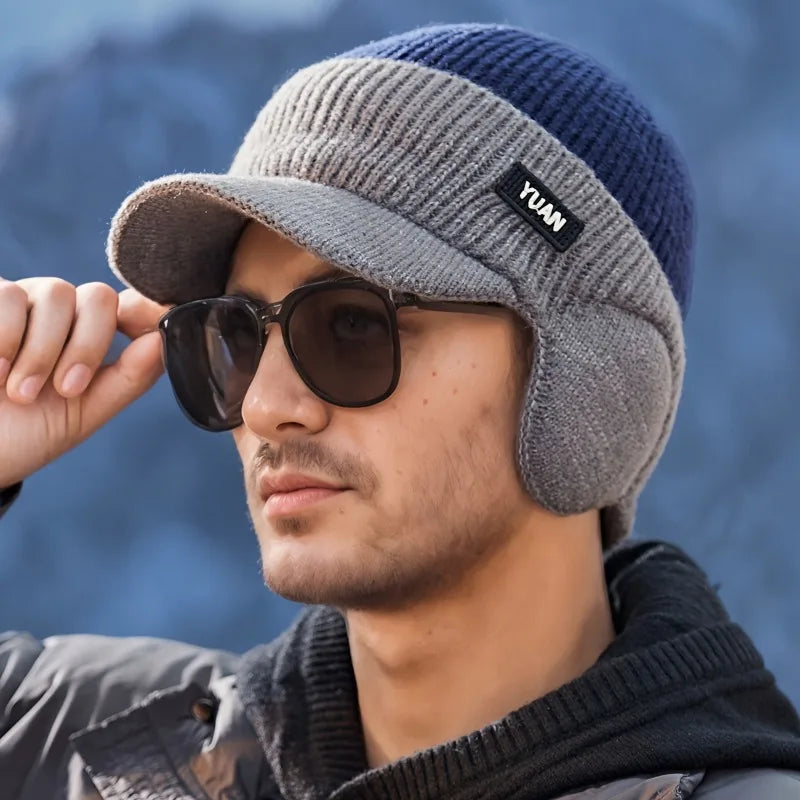 Fashionable Dad Hat With Ear Protection DualTone Knit Baseball Cap For Outdoor Activities Perfect C 4