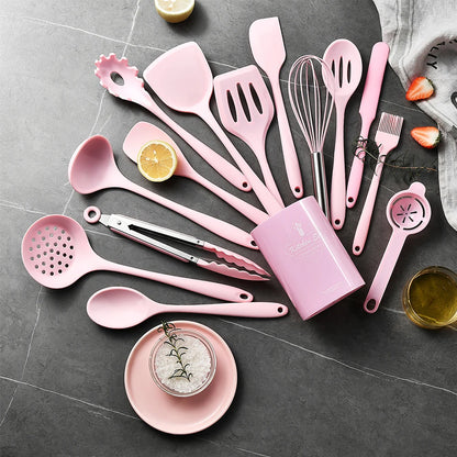 Silicone Kitchenware Set, Khaki Turner Spatula, Soup Spoon & Cooking Tools, Food Grade Utensils for Cooking and Serving