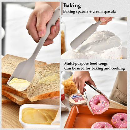 Silicone Kitchenware Set, Khaki Turner Spatula, Soup Spoon & Cooking Tools, Food Grade Utensils for Cooking and Serving