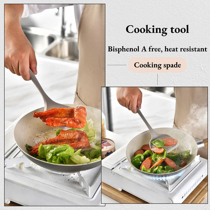Silicone Kitchenware Set, Khaki Turner Spatula, Soup Spoon & Cooking Tools, Food Grade Utensils for Cooking and Serving