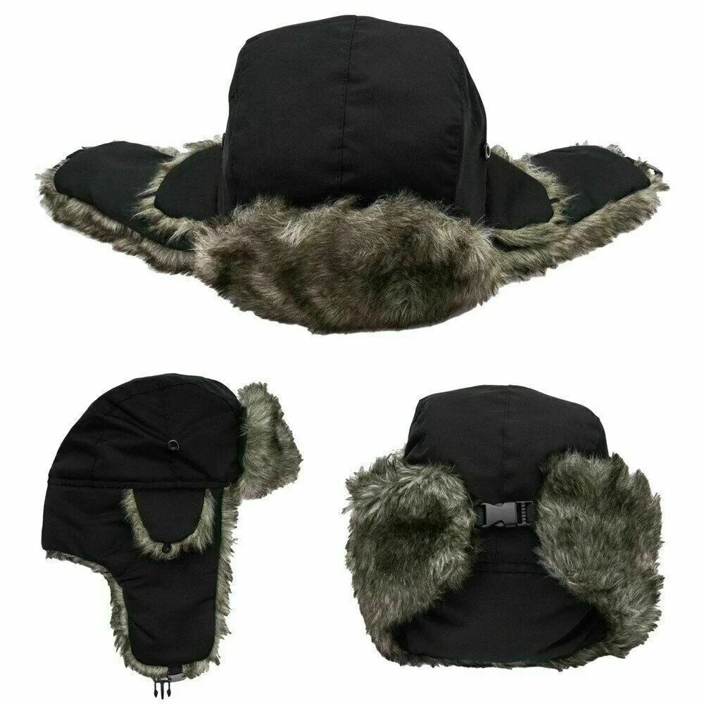 Mens Winter Trapper Aviator Trooper Earflap Warm Waterproof Ski Hat Bomber Cap Warm Ear Protectors Hats