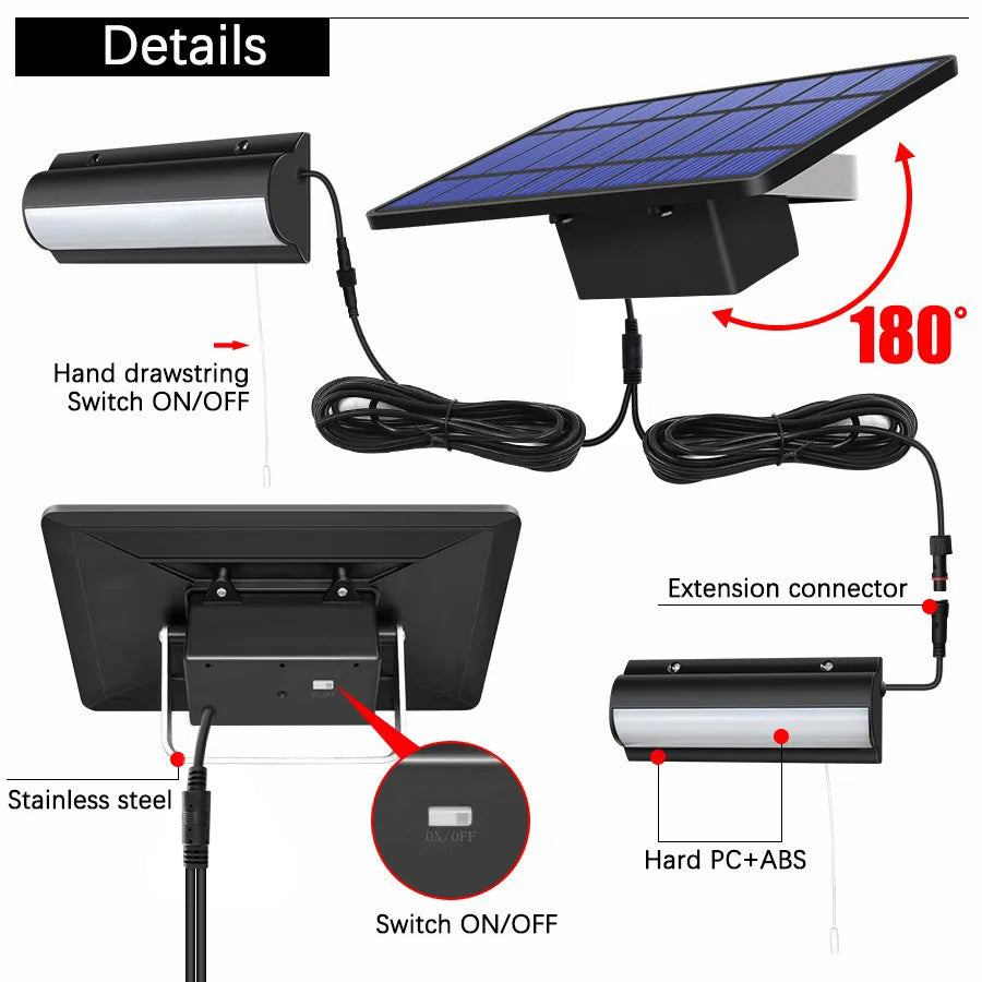 Solar Pendant Lights With Pull Wire Switch LED Solar Lights For Patio Porch Barn Farmhouse And Outd 2