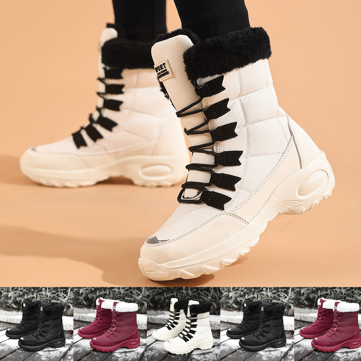 Winter Women's Boots, High Quality Keep Warm Mid-Calf Waterproof Snow Boots, Comfortable Ladies Thigh High Hiking Boots