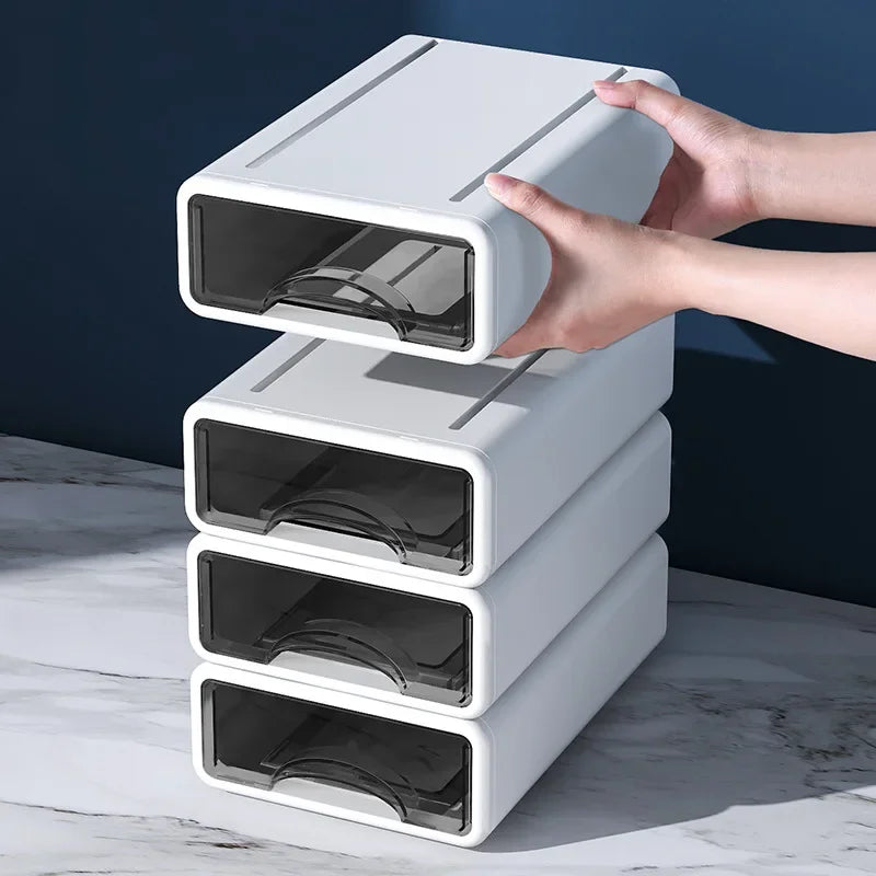 Plastic Box Desktop Organizer Drawer, Stackable Jewelry Storage, Large Office Storage Box, Dustproof Makeup Organizer
