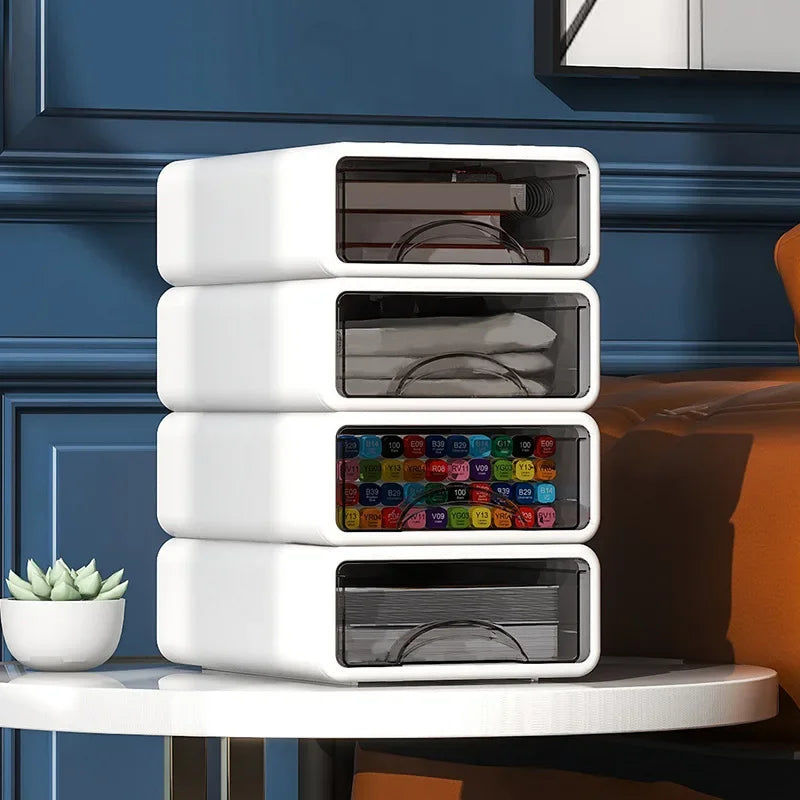Plastic Box Desktop Organizer Drawer Stackable Jewelry Storage Large Office Storage Box Dustproof M 4