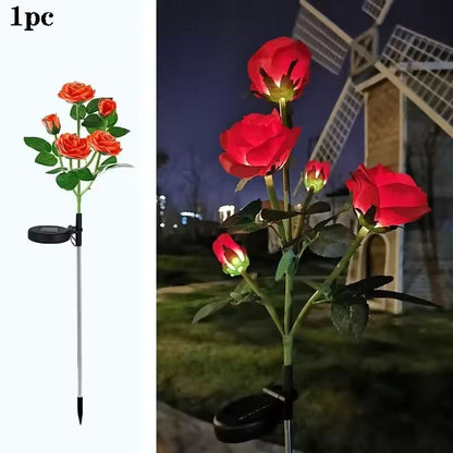 Outdoor Solar Rose LED Light Garden Yard Path Lighting Landscape Decoration Light 6