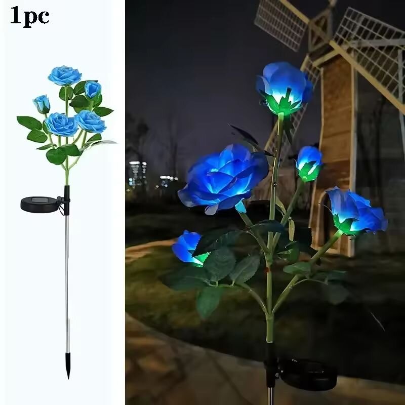 Outdoor Solar Rose LED Light Garden Yard Path Lighting Landscape Decoration Light 7