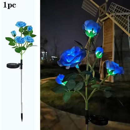Outdoor Solar Rose LED Light Garden Yard Path Lighting Landscape Decoration Light 7