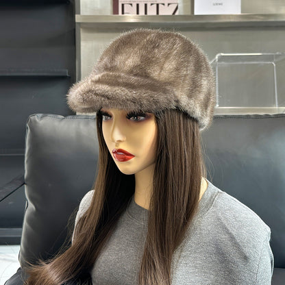 Genuine Mink Fur Hat Winter Women Natural Quality Fashion Cap for Outdoor Wear
