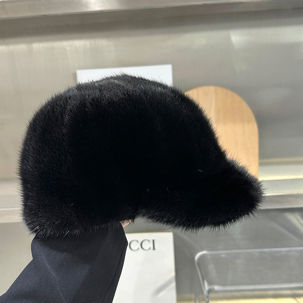 Genuine Mink Fur Hat Winter Women Natural Quality Fashion Cap For Outdoor Wear 2