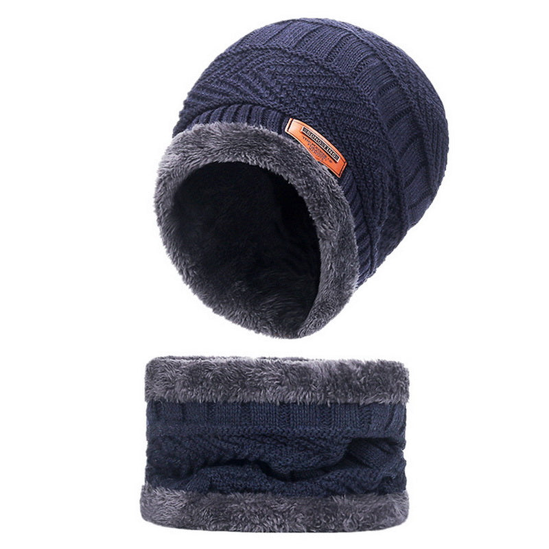Knit Winter Hat For Men And Women Velvet Coral Fleece Scarf Thick Plus Velvet Neck Protect Cap For  6