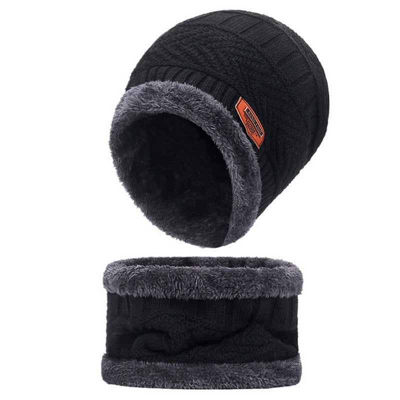 Knit Winter Hat For Men And Women Velvet Coral Fleece Scarf Thick Plus Velvet Neck Protect Cap For  7