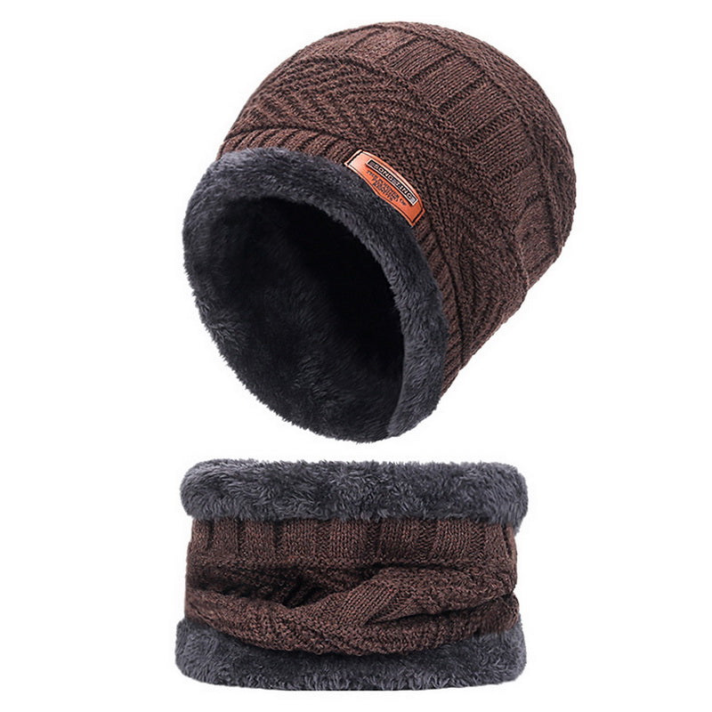 Knit Winter Hat For Men And Women Velvet Coral Fleece Scarf Thick Plus Velvet Neck Protect Cap For  8