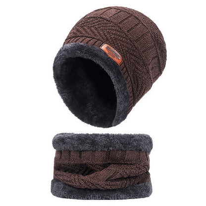 Knit Winter Hat For Men And Women Velvet Coral Fleece Scarf Thick Plus Velvet Neck Protect Cap For  8