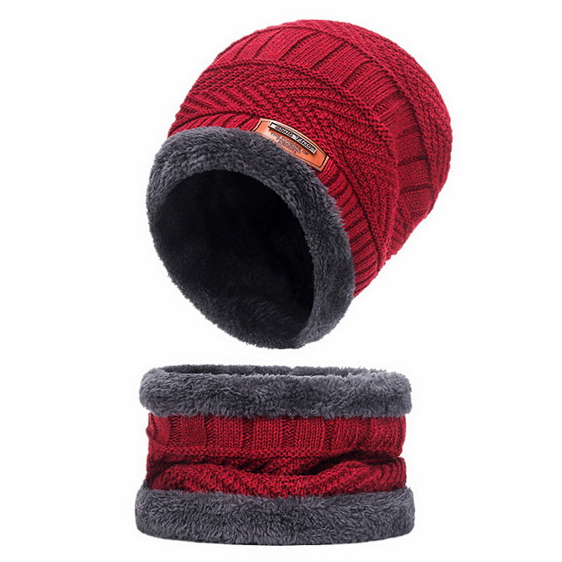 Knit Winter Hat For Men And Women Velvet Coral Fleece Scarf Thick Plus Velvet Neck Protect Cap For  10