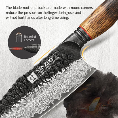 Utility Santoku Chef Knife Set Oak Handles Paring Bread Knife Easy Handling And Great Grip Knives 4