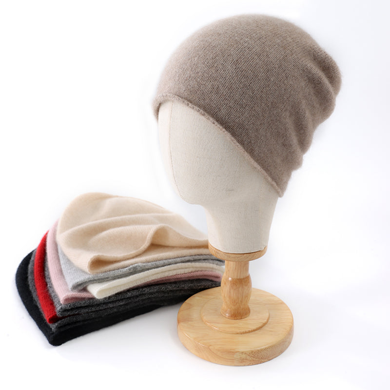 Outdoor Winter Cashmere Knitted Beanie Hat, Solid Color Unisex Warm Hedging Cap for Men and Women