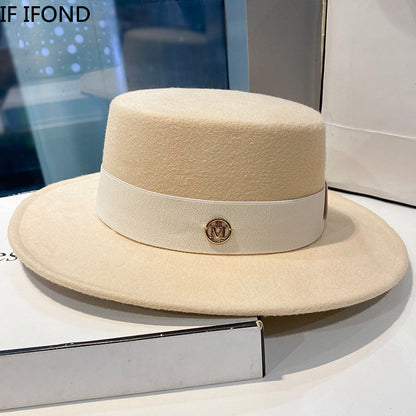 Elegant Fedora Hat For Women Fashion Bowler Dress Caps Panama Ribbon Band Church Wedding Felt Hat 1