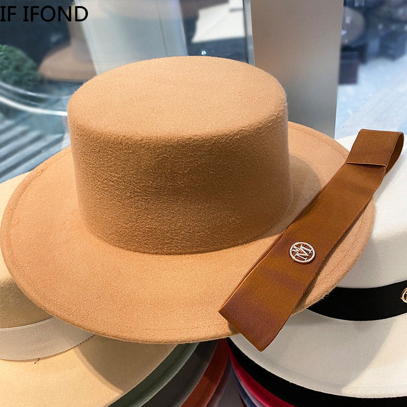 Elegant Fedora Hat For Women Fashion Bowler Dress Caps Panama Ribbon Band Church Wedding Felt Hat 2