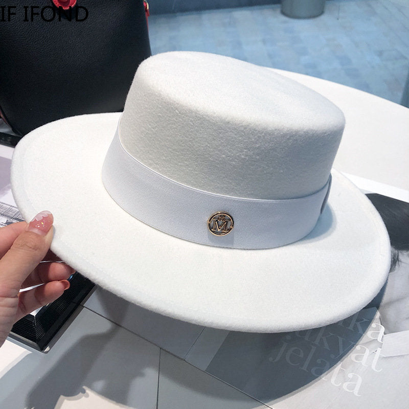 Elegant Fedora Hat For Women Fashion Bowler Dress Caps Panama Ribbon Band Church Wedding Felt Hat 3