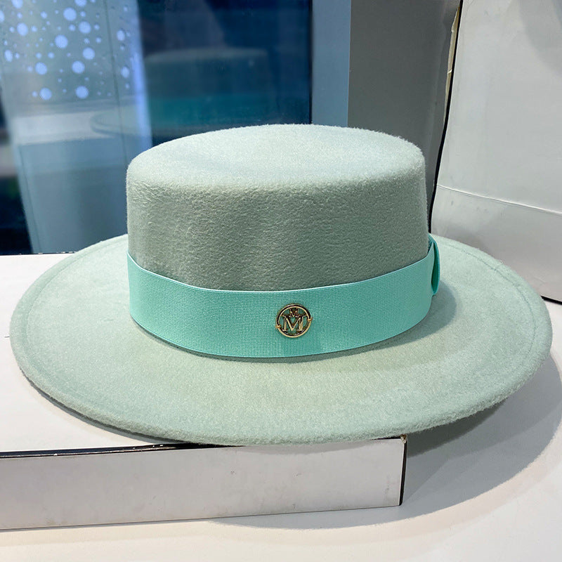 Elegant Fedora Hat for Women Fashion Bowler Dress Caps Panama Ribbon Band Church Wedding Felt Hat