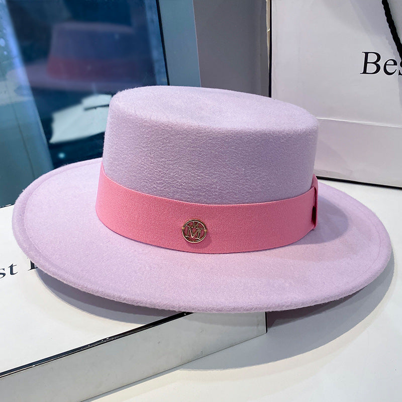 Elegant Fedora Hat for Women Fashion Bowler Dress Caps Panama Ribbon Band Church Wedding Felt Hat