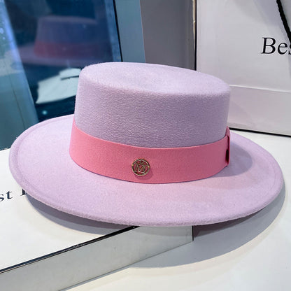 Elegant Fedora Hat for Women Fashion Bowler Dress Caps Panama Ribbon Band Church Wedding Felt Hat