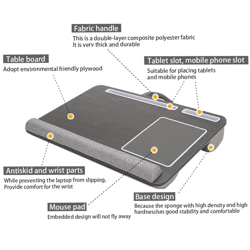 Multi Purpose Laptop Desk Leg Table AntiSlip Bar Design With Embedded Mouse Pad For Bedroom And Sof 4