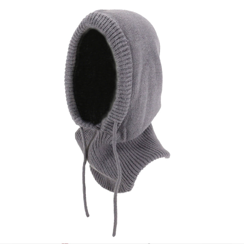 Winter Balaclava Hats Women Style Knitted Hooded Caps Outdoor Warmer One-piece Drawstring Neck Collar Beanies Cap